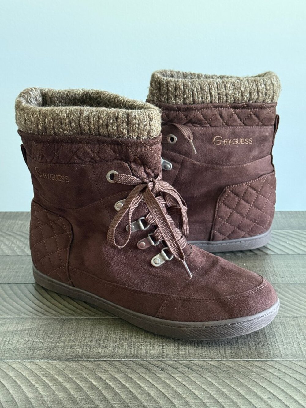 G by GUESS Women's Brown Lace Up Ankle Boots Women's Size 10M